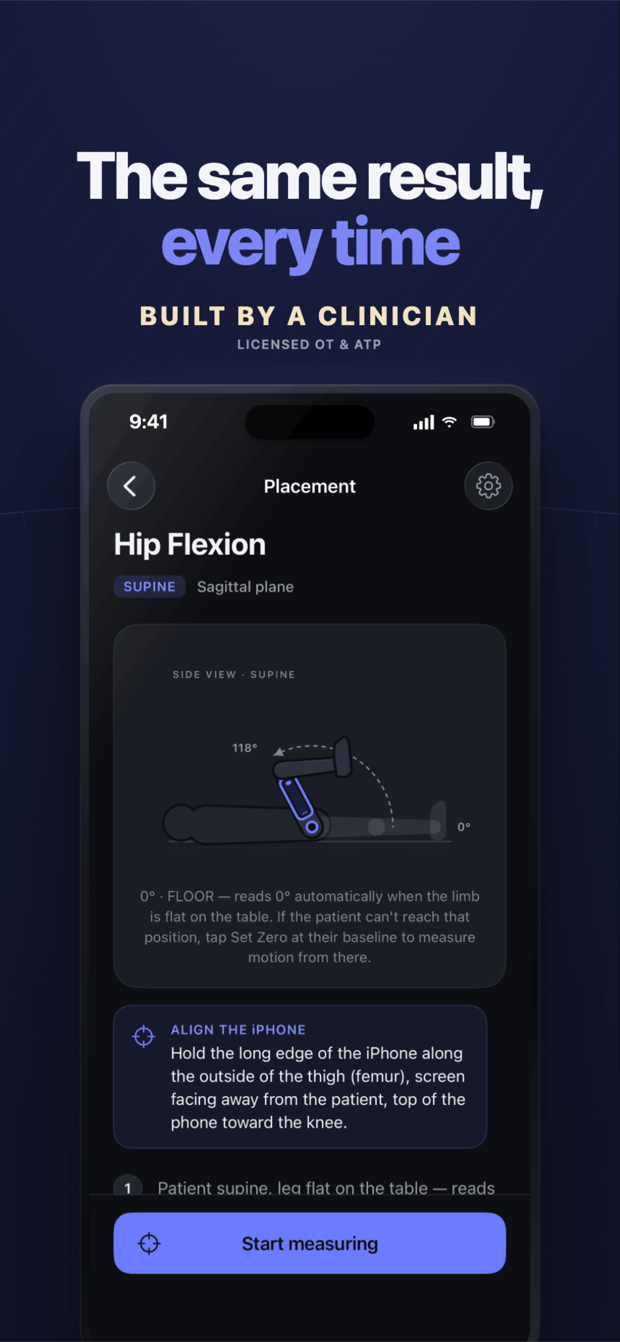 Animated placement guide for repeatable measurement